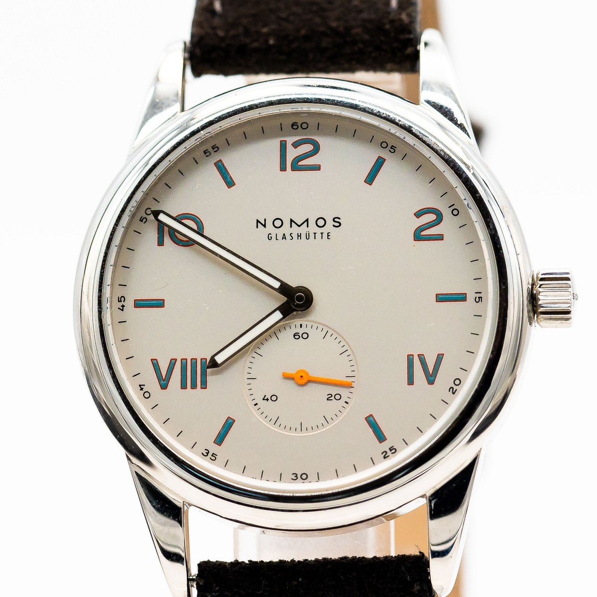 Nomos Glashütte Club 38 Campus Uhr Edelstahl Leder