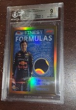 POP 1 2024 Topps Finest F1 Sergio Perez Card Formulas Relic Gold 03/25 BGS 9