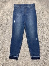 Spanx Jeans Women Large Distressed Ankle Skinny Pull On Frayed Hem High Rise