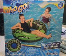 H2OGO! Green River Gator 47" Pool Ring Float with Grab Rope, Adult Unisex