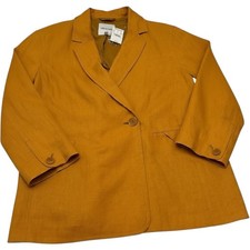 Madewell Blazer Linen Double Breasted Crossover Earthy Musturd Yellow S Oversize