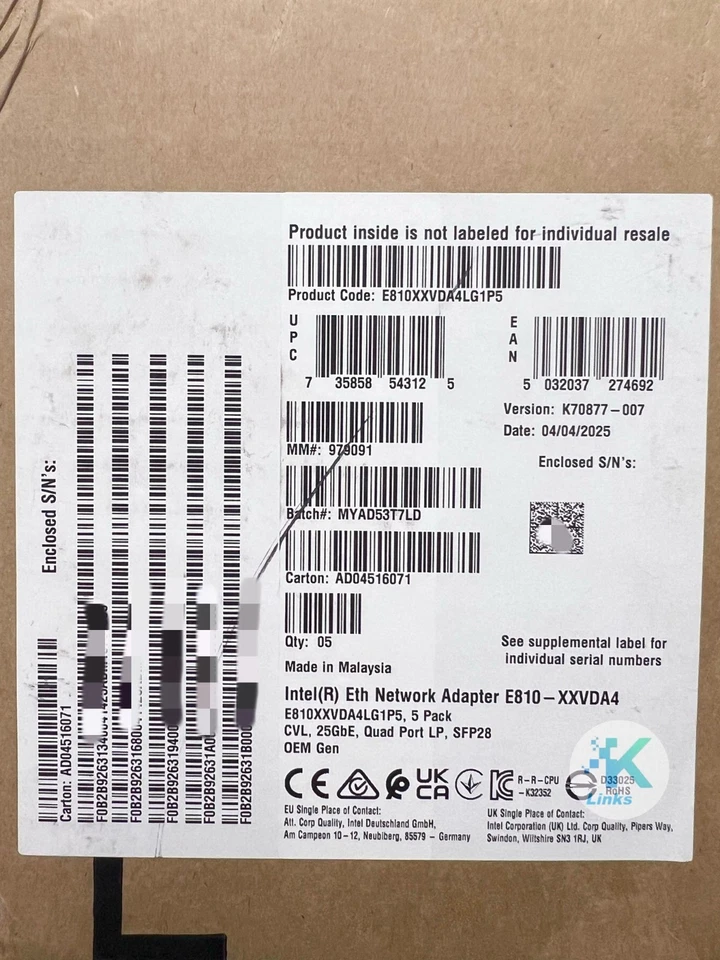 E810XXVDA4LG1P5 Intel 10/25GbE Quad-Port SFP28 Ethernet  Adapter E810-XXVDA4 - Image 3 of 3