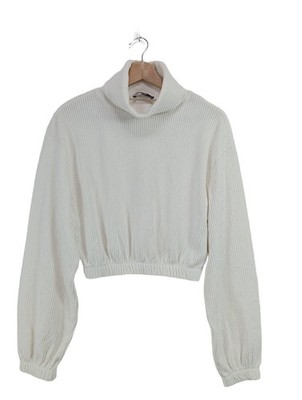 BERSHKA Sweatshirt Damen Sweat Gr. DE 34 weiß Casual-Look