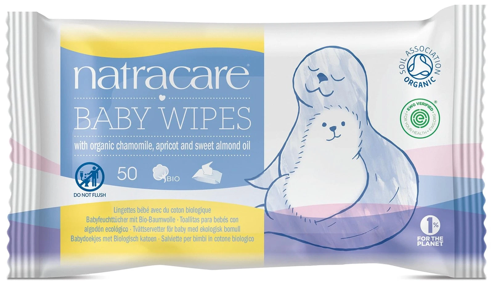 Organic Cotton Baby Wipes With Essential Oils 50 Count (Pack of 16)