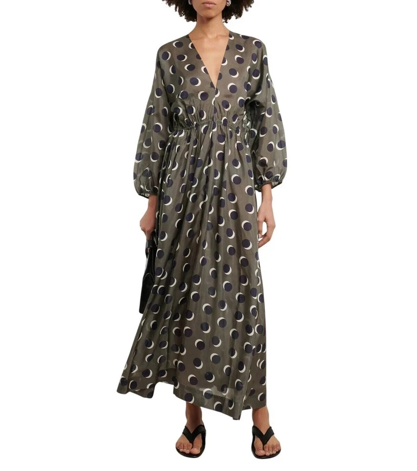 Eres 女式 Neptune Moon 印花修身连衣裙橄榄色 M 码全新带盒。 — 第 2/4 张图片