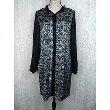 Michael Kors Shirt Dress Size 4 Black White Long Sleeve Button Chain Collar