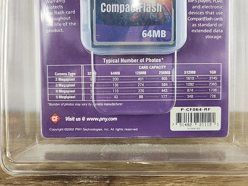 PNY 64 MB CompactFlash Flash Memory Card (P-CF064-RF) NEW - Image 3 of 3