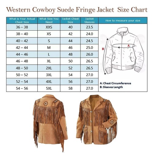 Men Western Cowboy Suede Fringe Jacket Beaded Native American Leather Jacket - Picture 5 of 5