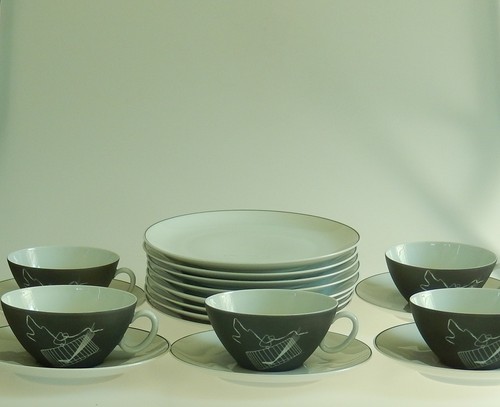 Johann Haviland Bavaria PAPAGENO Set of 5 Cups/5 Saucers 8 Dessert Plates - Picture 2 of 11