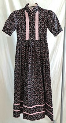 Girls Sz Pioneer Prairie Dress Vtg Old West Reenactment Costume