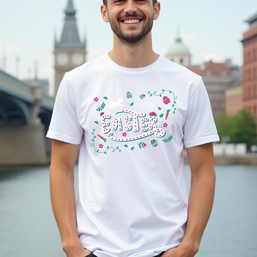 Family Whimsical Bunny Happy Easter T-Shirt Tee Cute Festival Holiday Party #ED - Picture 8 of 24