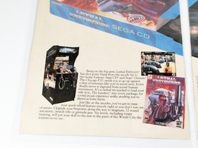 Lethal Enforcers Advertisement Laminated Two-Page Display, Vintage 1993 Sega CD