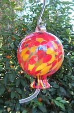 Parasol Droplet Orange Red Bumps Mini Hand Blown Glass