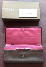 Cross Slim Envelope Wallet & Mini Pen Chocolate Brown & Pink Clutch NEW IN BOX
