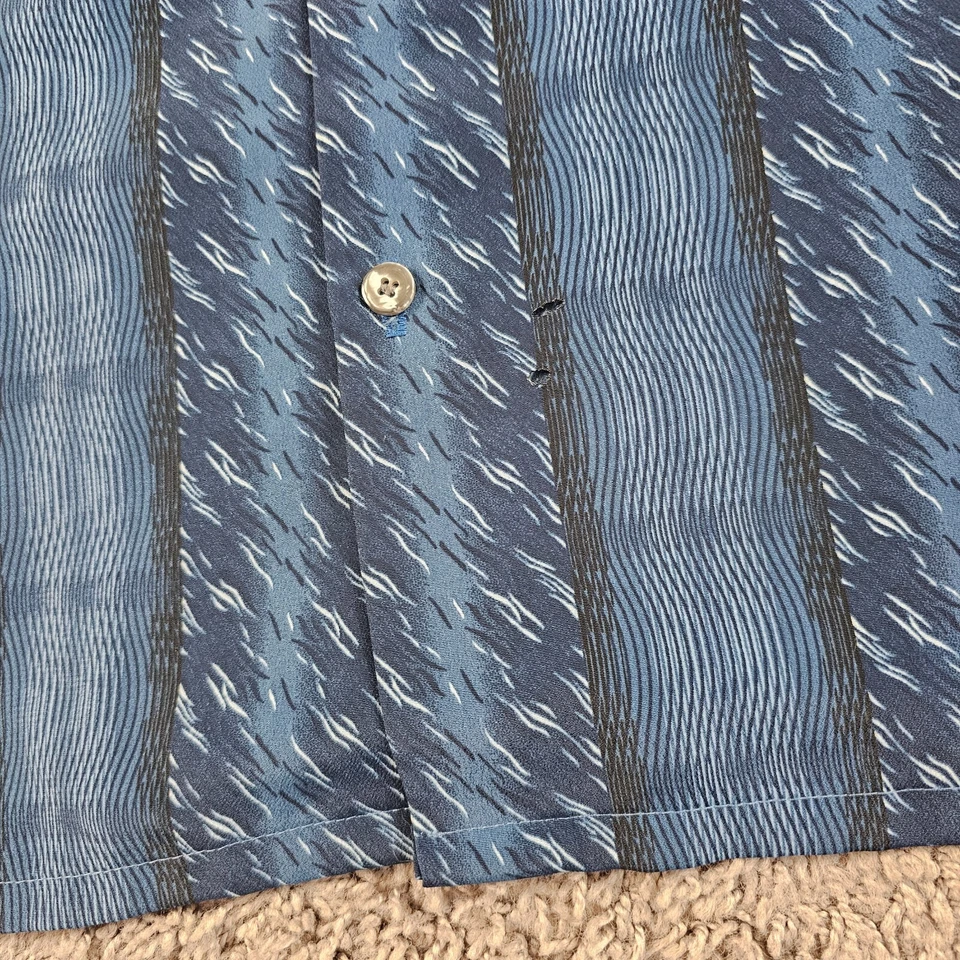 VINTAGE Monzini Shirt Mens Medium M Blue Abstract Short Sleeve Breathable USA - Image 4 of 4