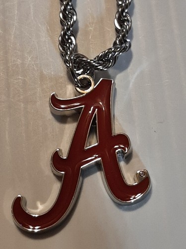 ALABAMA CRIMSON TIDE Pendant Charm / 30" STAINLESS STEEL 5MM ROPE CHAIN NECKLACE - Picture 6 of 6
