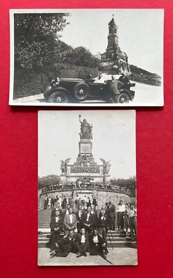 2 x Privat Foto AK NIEDERWALD DENKMAL Rüdesheim am Rhein 1928/29  ( 124141
