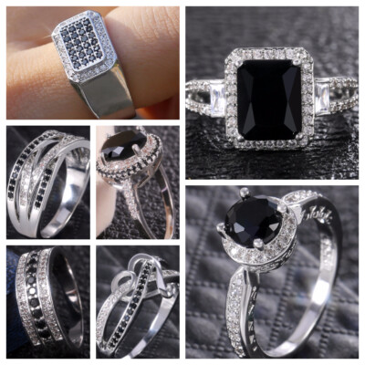 Fashion Women Cubic Zircon 925 Silver Filled Ring Jewelry Wedding Ring Sz 6-10
