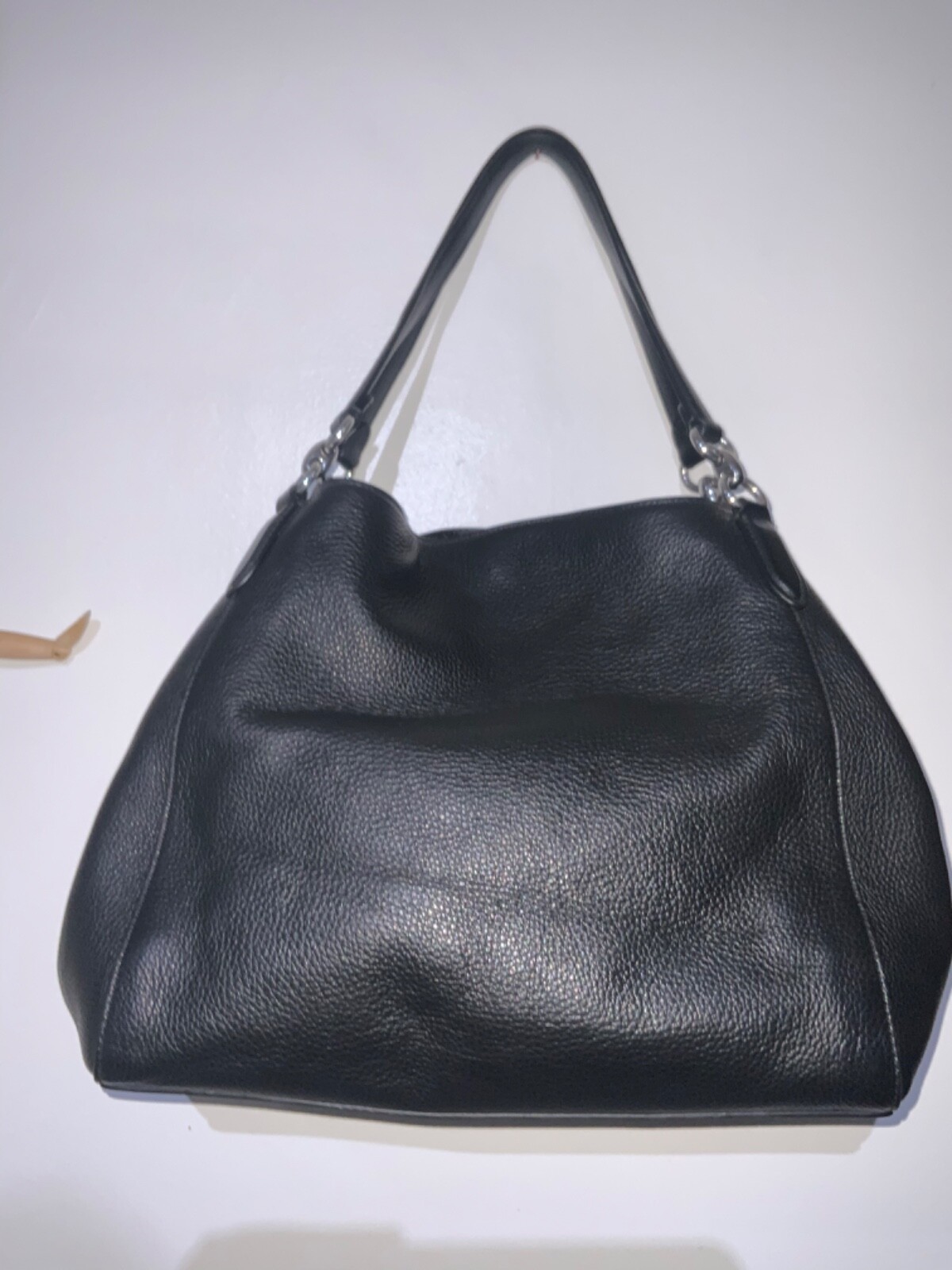 Coach Hallie Pebble Leather Shoulder Bag Black/Chro… Gem