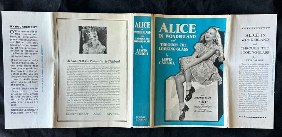 1933 ALICE IN WONDERLAND photoplay w/ letter Lewis Carroll SUPERB DJ rare thus! - Image 2 of 4