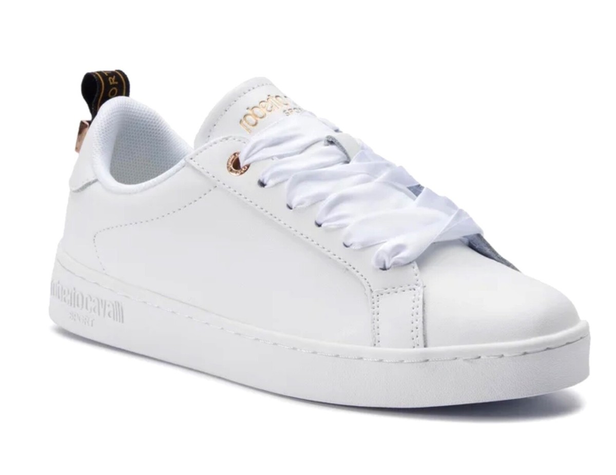 スニーカー ROBERTO CAVALLI Women Sneakers 22421A White $345 Roberto Cavalli Sport Sneakers Leather Low-Top White