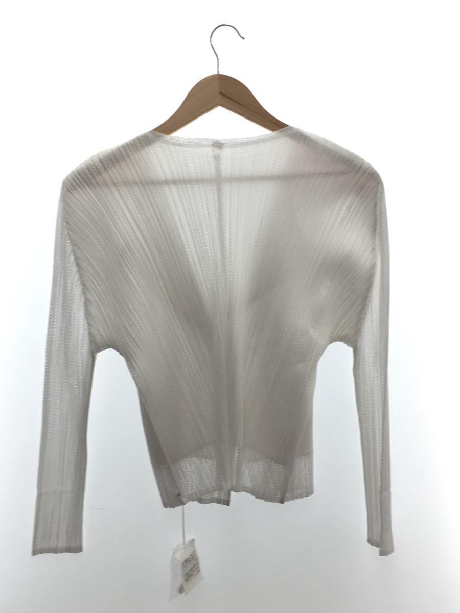 PLEATS PLEASE ISSEY MIYAKE◆PRELUDE Cardigan/カーディガン(薄手)/3/ポリエステル/ホワイト/PP23JO492// PLEATS PLEASE ISSEY MIYAKE(プリーツプリーズイッセイミヤケ