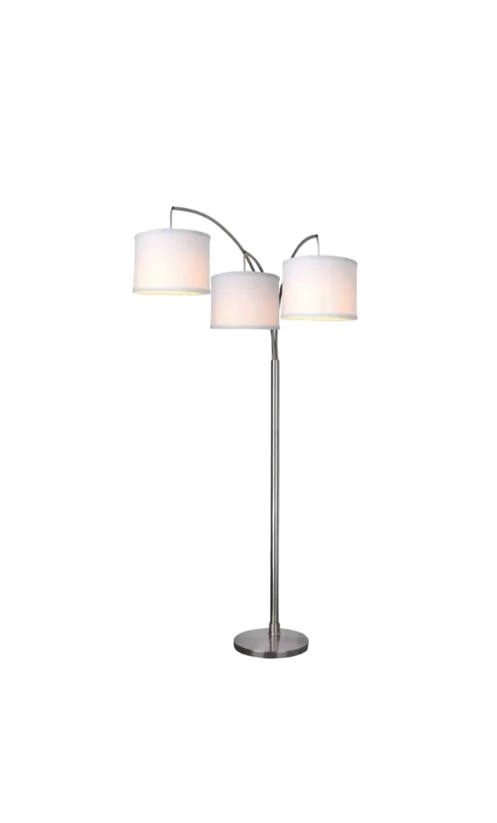 Hampton Bay 78 in. Height 3 Arc Floor Lamp Brushed Nickel Finish New In Box