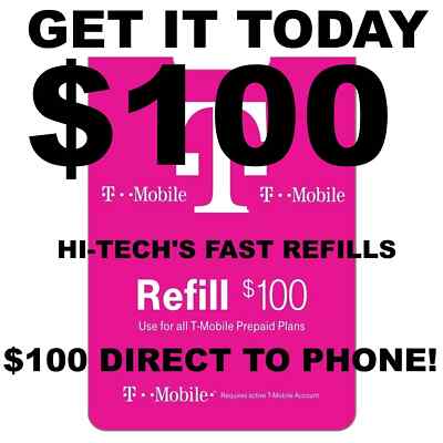 T-MOBILE $100   FASTEST ONLINE REFILL   25yr USA TRUSTED DEALER