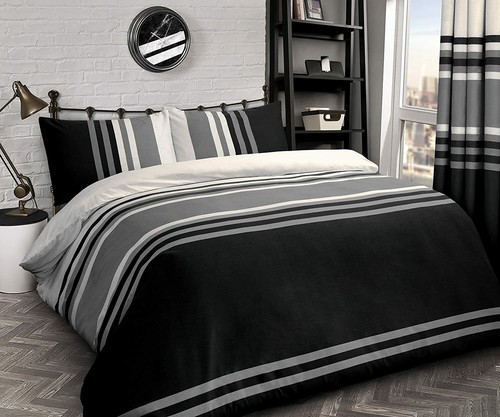 Velosso Tonal Stripe Reversible Quilt Cover Bedding Set { RICH COTTON } - Picture 3 of 4