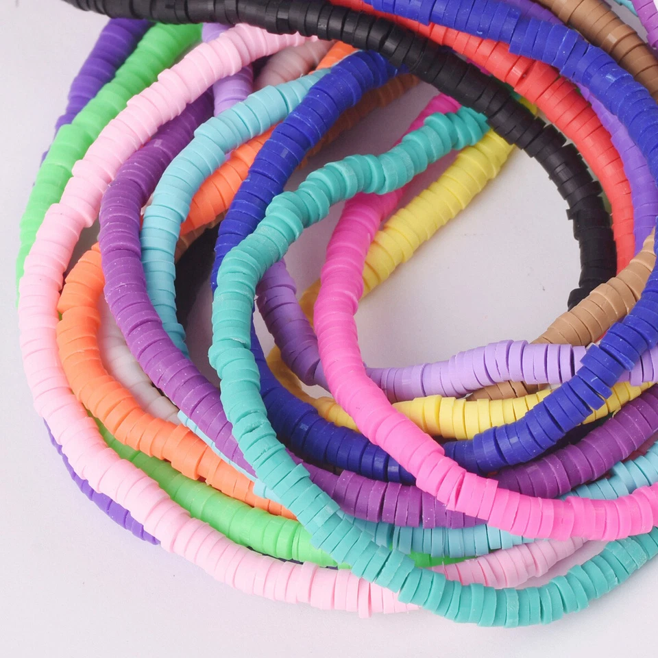 1Strand Handmade 15" Flat Disc Polymer Clay Beads 3/4/5/6/8mm Wholesale lot - Image 2 of 4