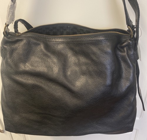 BANANA REPUBLIC LARGE Black Pebbled Leather Purse Bag Zip Closure NEW NWT - Picture 3 of 12