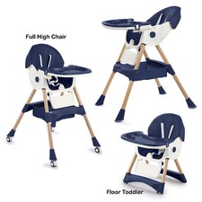 6-in-1Convertible Baby High Chair Adjustable Infant w/ Removable Tray