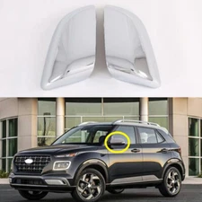 2PCS Chrome Side Rearview Mirror Cover Decor Trim For Hyundai Venue 2019-2024 