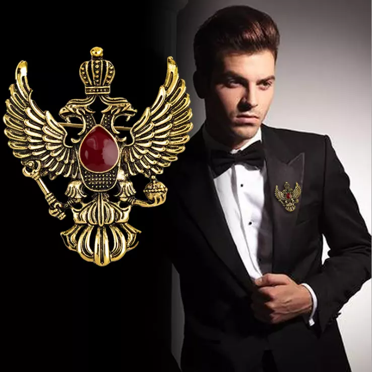 Royal Eagle Badge Gothic Punk Brooch Pin Men s Lapel Suit Wedding Jewelry BP
