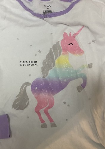 Ensemble pyjama long Carter’s grande fille taille 12 pastel arc-en-ciel doublé polaire licorne - Photo 2/11