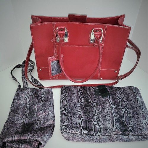 WILSON LEATHER RED  Executive Large All In One Tote Handbag Shoulder Bag - Afbeelding 7 van 7