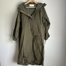 Ganni Oversized Ripstop Hooded Parka Coat Size 32