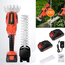 24V Hedge Trimmer & Cordless Grass Shear-2 in 1 Handheld Grass Trimmer 2 Battery