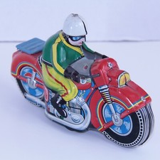 8" Vintage Japan Tin Litho Red Racing Bike - Friction Motorcycle