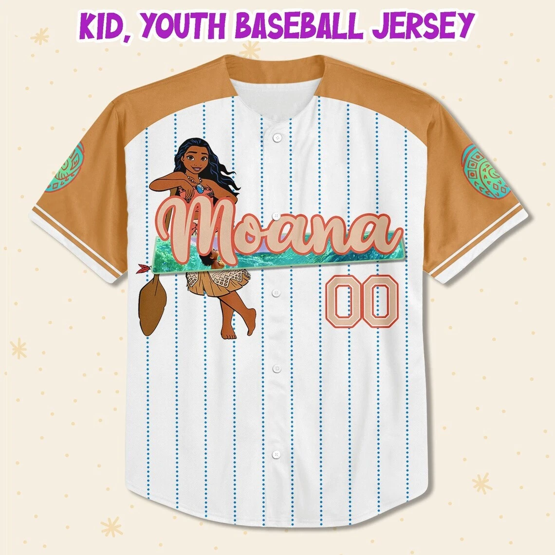 Custom Disney Princess Moana, Personalized Name Disney Baseball Jersey Moana