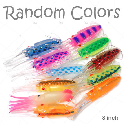 100pcs 3'' Random colors Octopus Lures 3D Bulb Squid Skirts Rock Cod daisy NEW