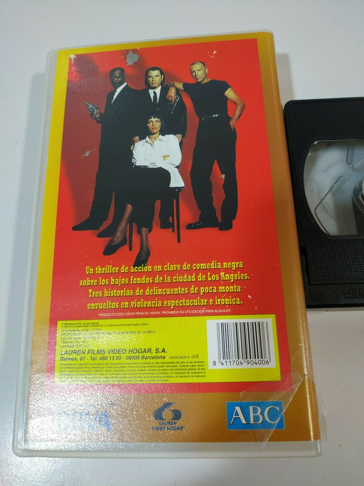 Pulp Fiction Quentin Tarantino Travolta Thurman Willis VHS Tape Spanish