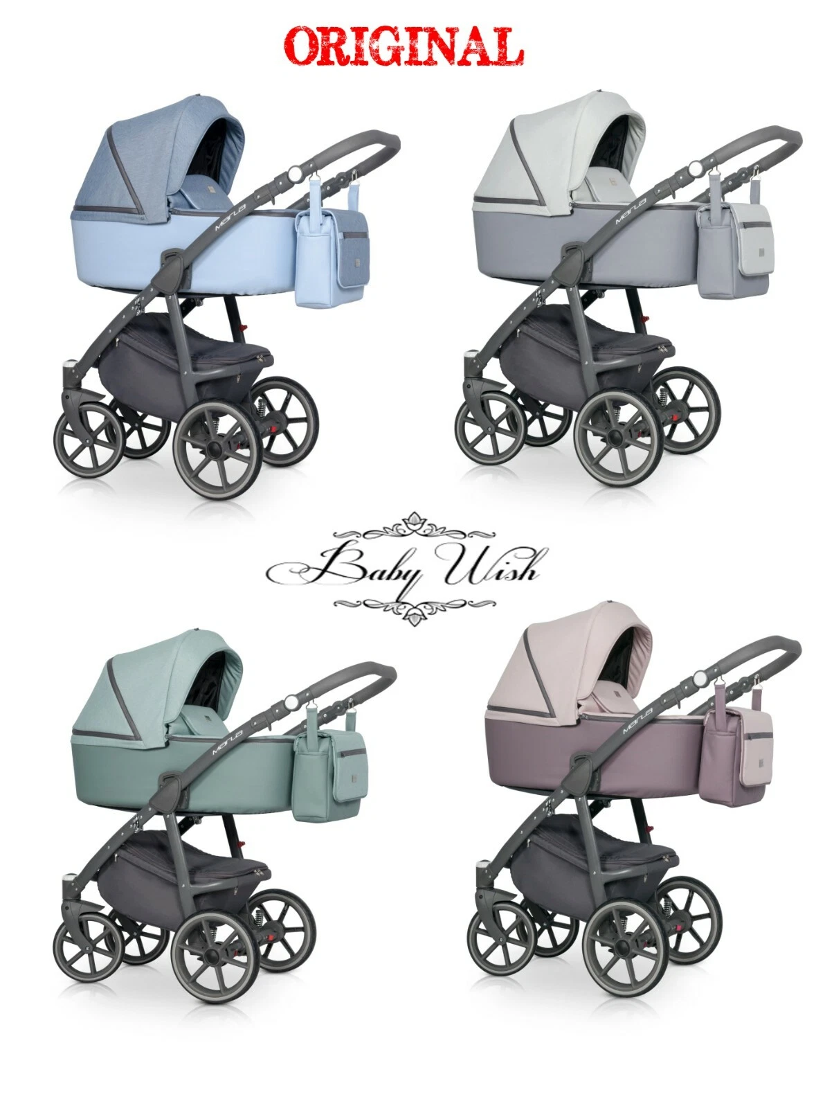 RIKO MARLA BABY STROLLER PRAM 2in1 CARRYCOT + PUSHCHAIR + FREE EXTRAS, UK RETURN