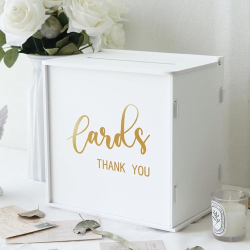 White Wedding Card Box with Slot, PVC Gift Holder for eBay