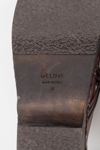 CELINE Wood and Leather Brown Clogs Size 38 - Picture 13 of 17