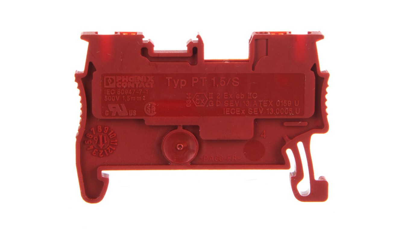 2-wire feed-through terminal block 0.14-1.5mm2 red Ex PT 1.5/S RD 3208127 /T2UK