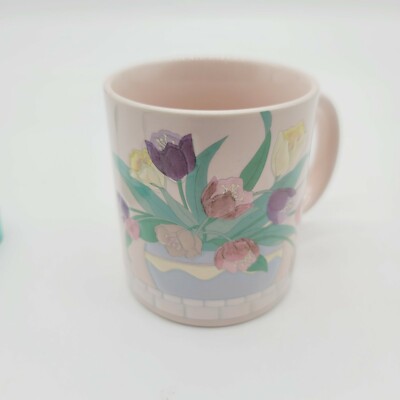 3.5'' X 5'' Otagiri Spring Flower Tulip Lily Tea Cup Mug Pink Curtis-Swann Japan