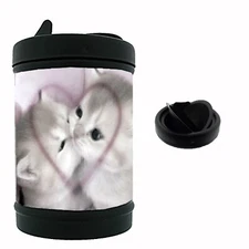 Heart Kittens Black Metal Car Ashtray/Mini Trashcan pink girly y2k