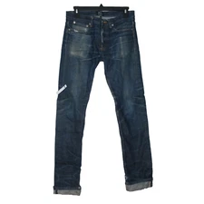 A.P.C. Women's Mid Rise Button Fly Destressed Blue Cuffed Hem Blue Jeans 28 B67