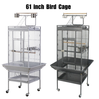 61'' Large Bird Cage Play Top Parrot Finch Easy Assemble Cage Pet Supply 2 Colors